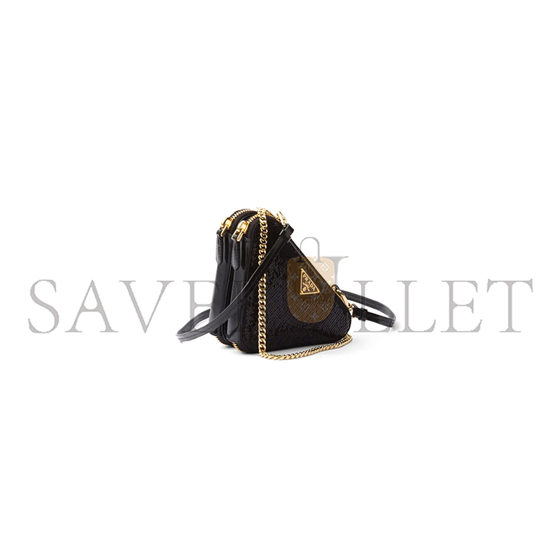 Pra*a triangular sequined mini pouch 1nr015 (15*10cm)